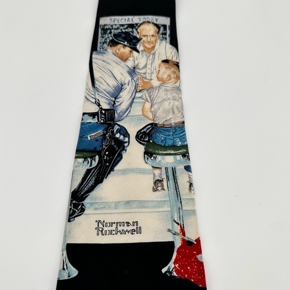 NORMAN Rockwell 1993 The Saturday Evening Post Black 100% Silk Men’s Tie - Picture 2 of 7